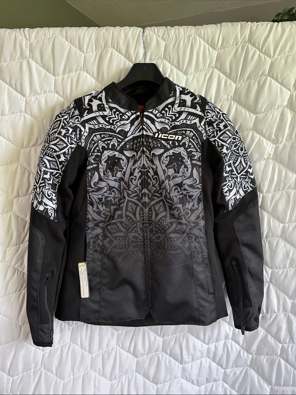 ICON Overlord Mandala Women's Black and White Patterned Motorcycle Jacket